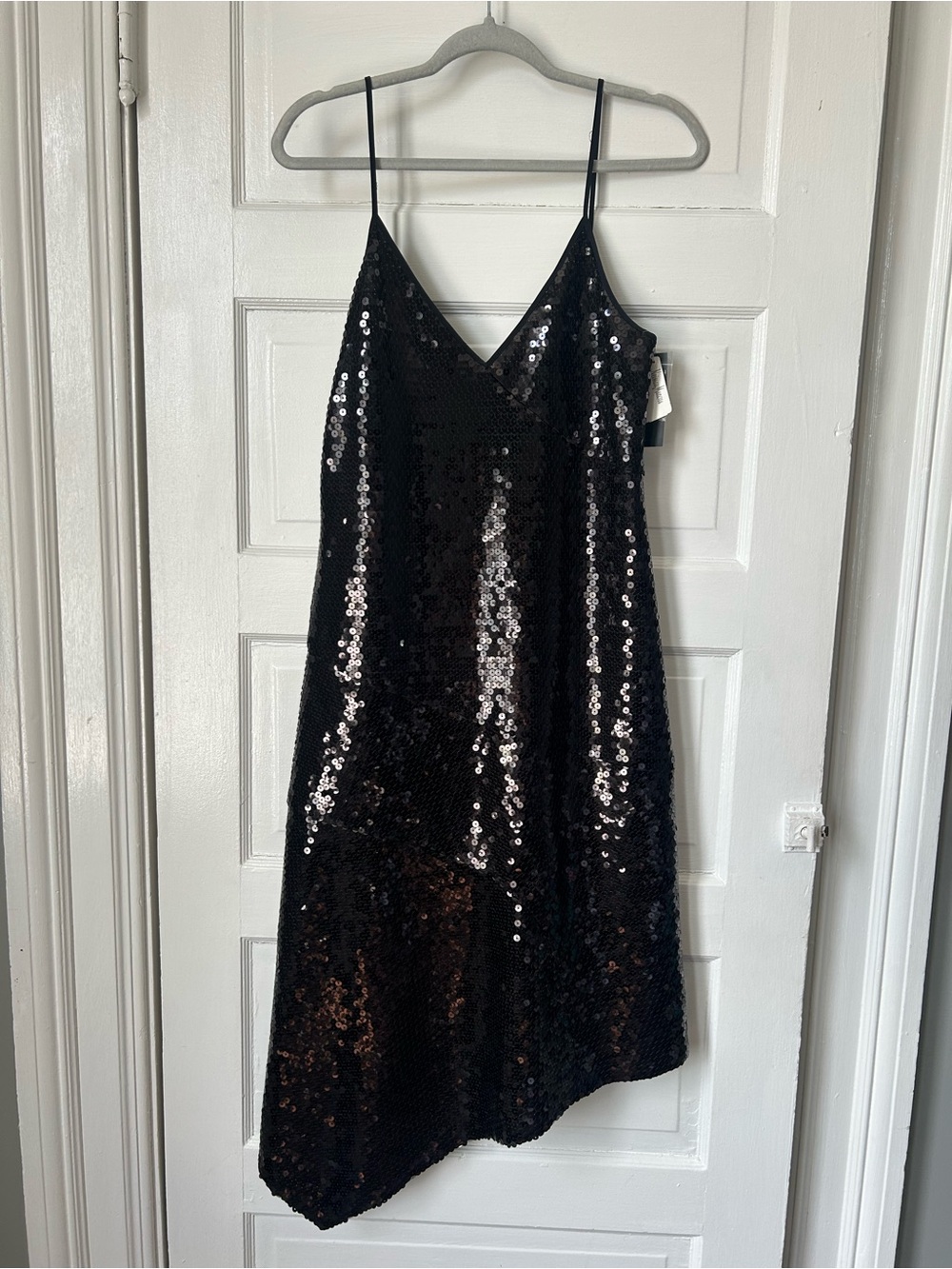 Dkny Black Sequin Slip Mini Dress